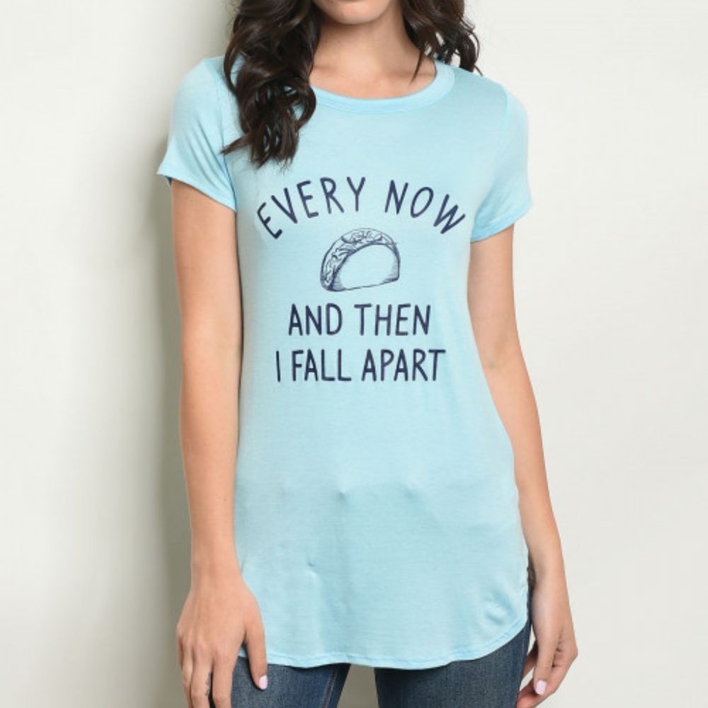 BLUE EVERY NOW PRINT TOP